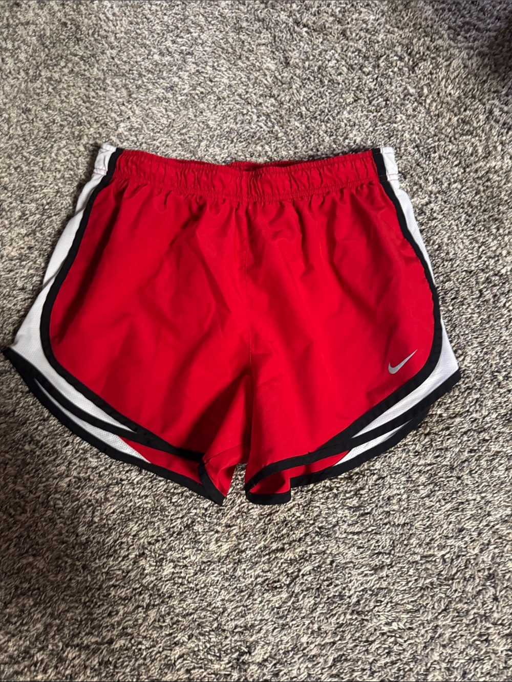 Nike Red Athletic Running Shorts with Black & White Trim